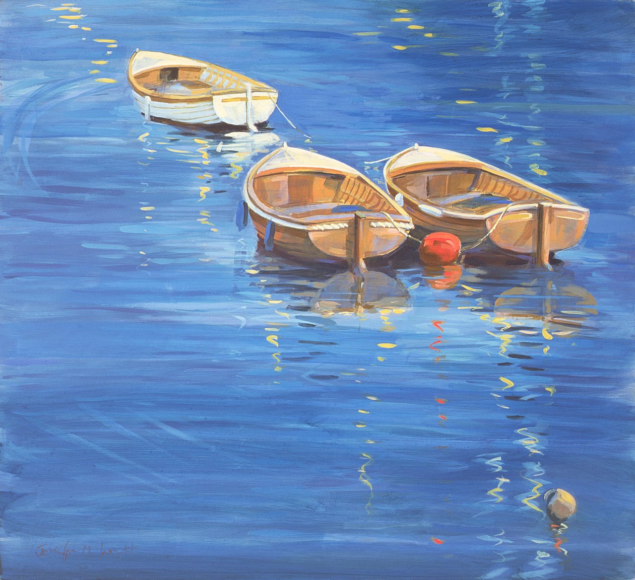 Fortøyde joller, 1998 av Jennifer Wright