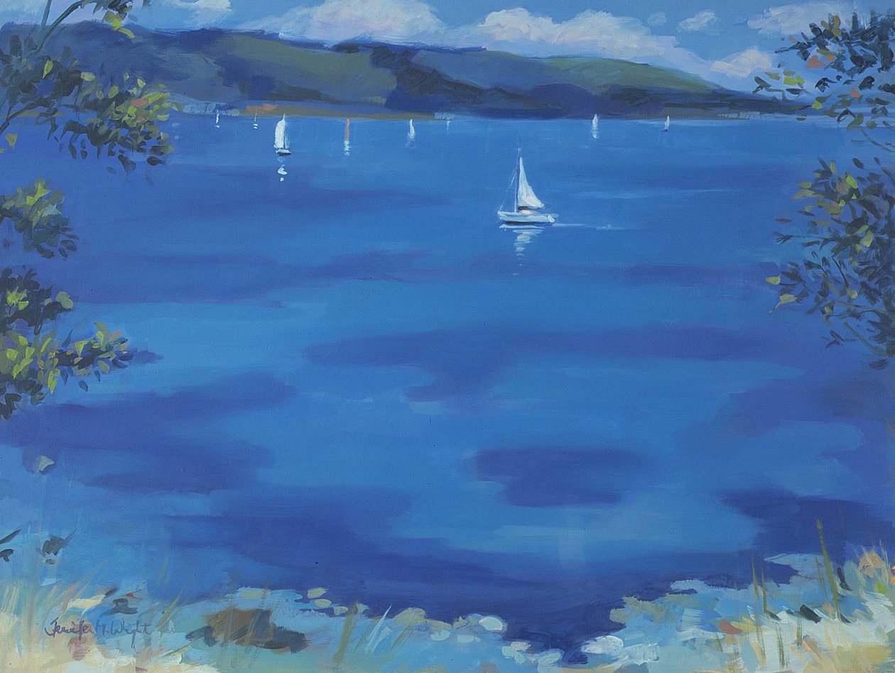 Salcombe - Blue Morning, 2000 av Jennifer Wright