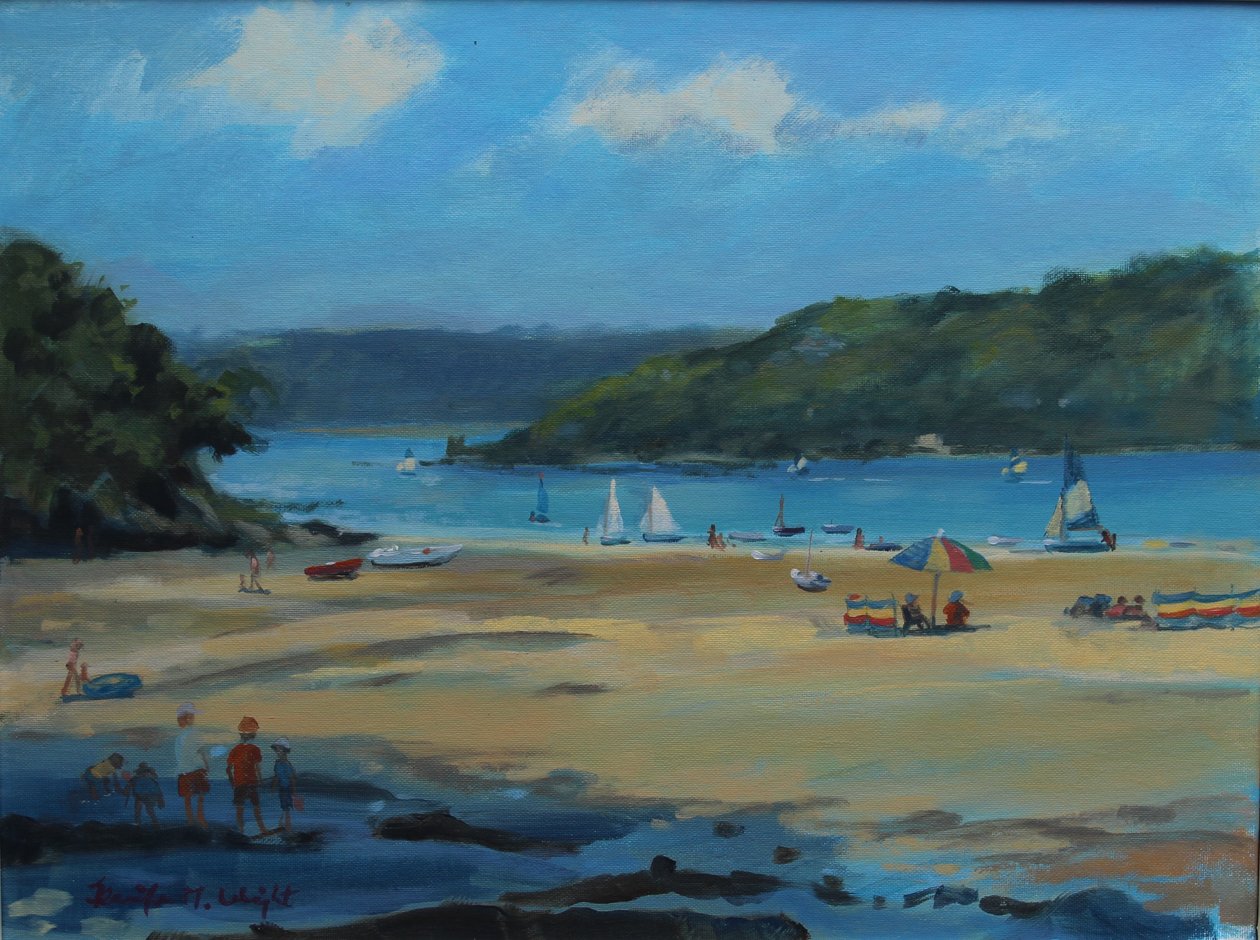 Millbay, Salcombe, olje om bord, 2016 av Jennifer Wright
