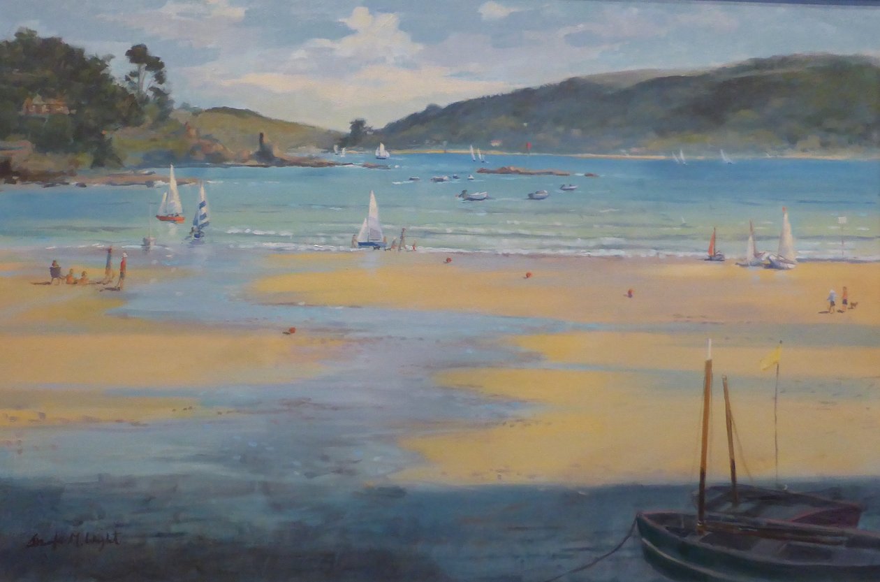South Sands Beach , Salcombe . olje på lerret, 2016 av Jennifer Wright