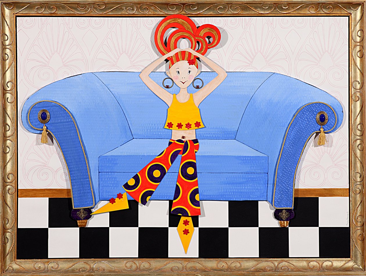 Divan Diva, 2008 (akryl om bord) av Jenny Barnard