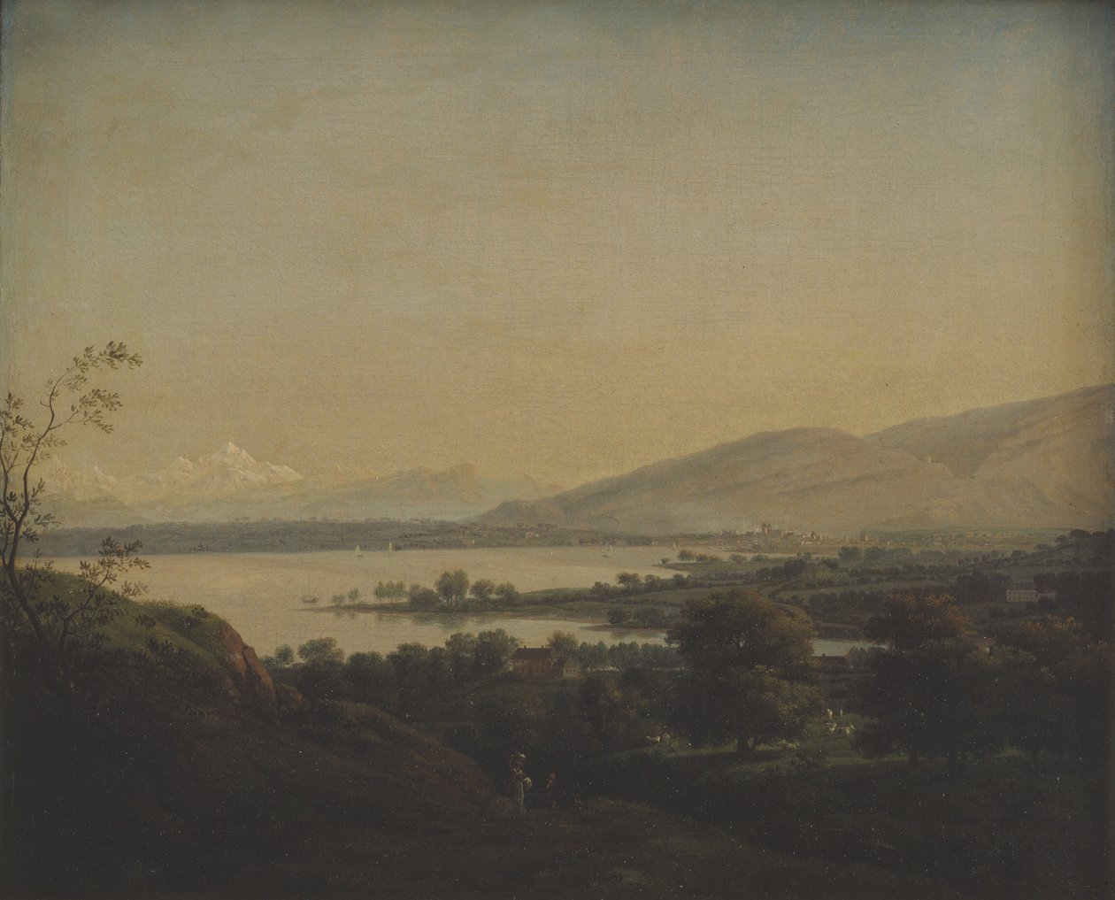 Utsikt over innsjøen Leman mot Mont Blanc og Genève av Jens Juel