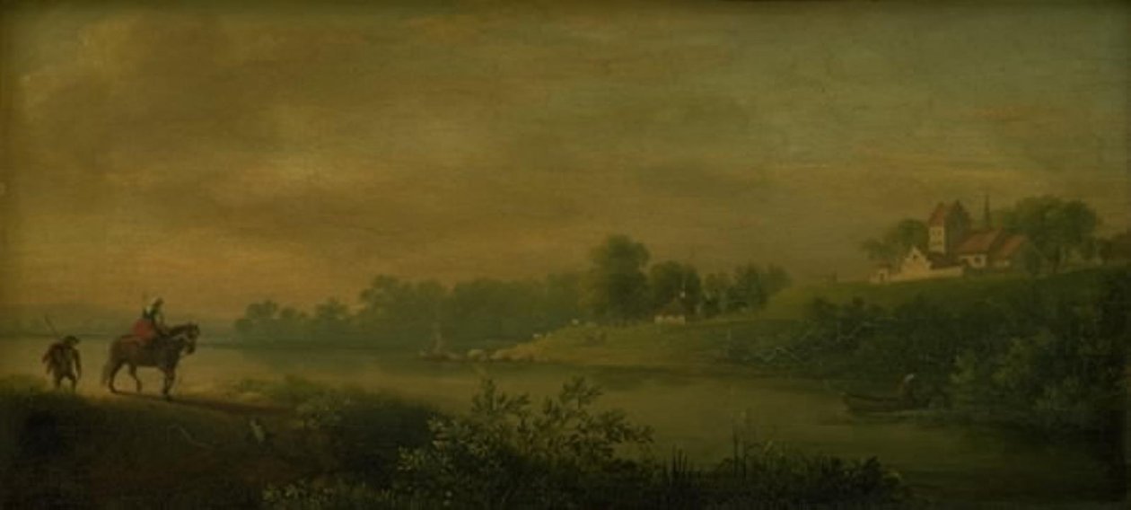 Et vadested ved foten av en kirke av Jens Juel