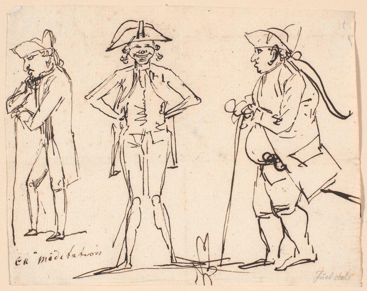 Meditasjon. Karikaturer av Clemens, Juel og Charles Bonnet av Jens Juel