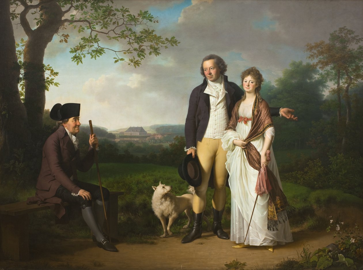 Niels Ryberg med sønnen Johan Christian og svigerdatteren Engelke, født Falbe av Jens Juel