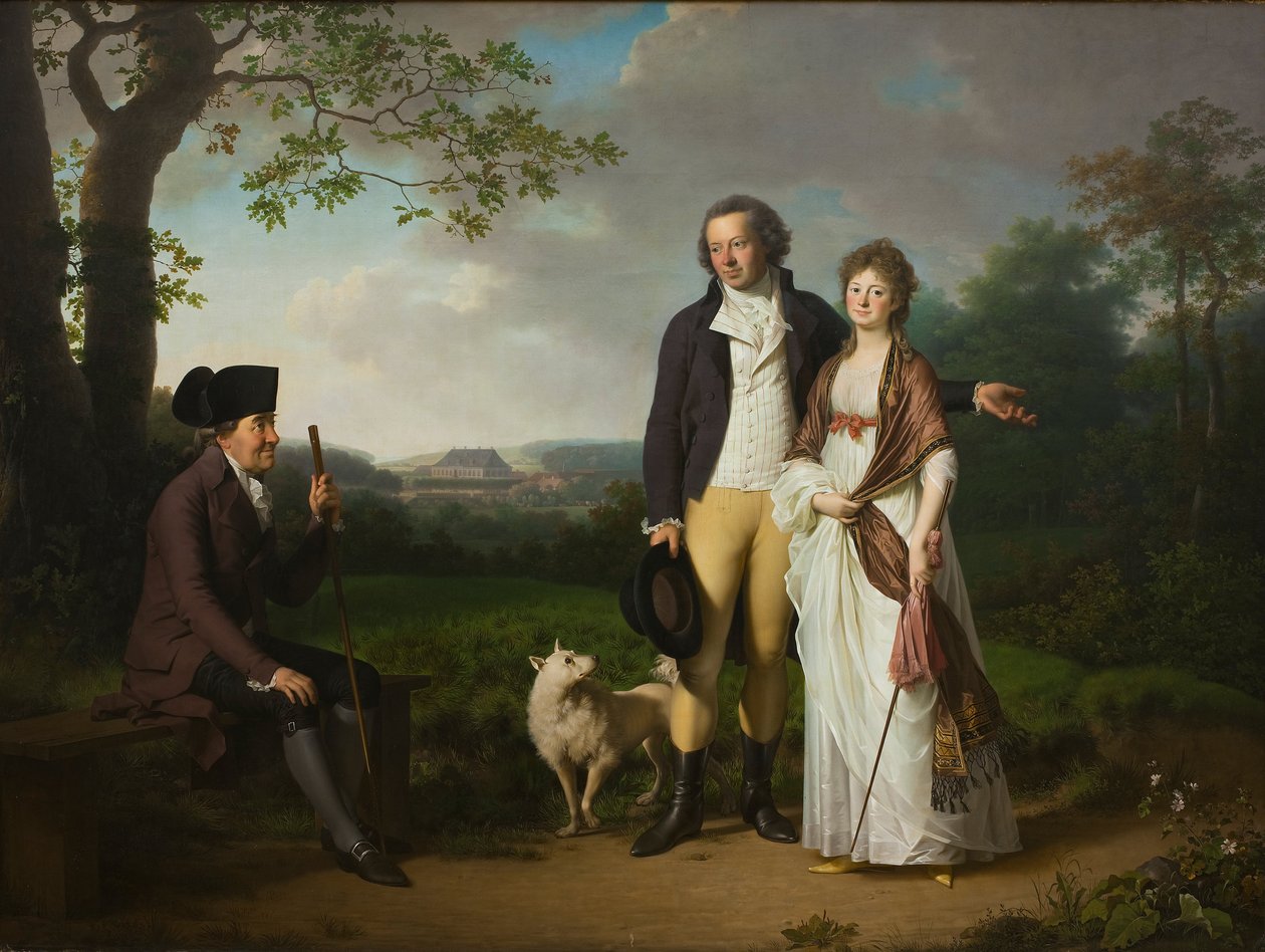Niels Ryberg med sin sønn Johan Christian og hans svigerdatter Engelke, født Falbe, 1797 av Jens Juel