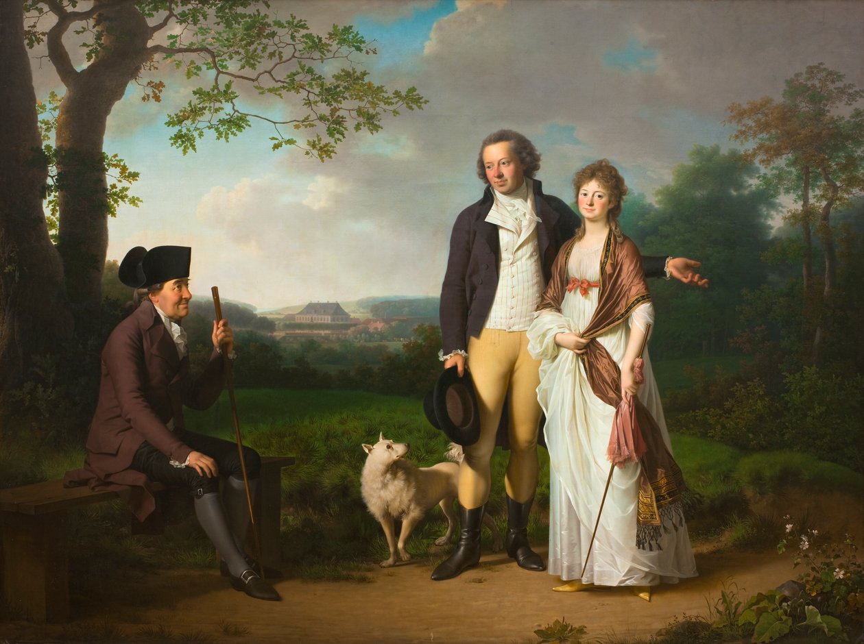 Niels Ryberg med sønnen Johan Christian og svigerdatteren Engelke, født Falbe av Jens Juel