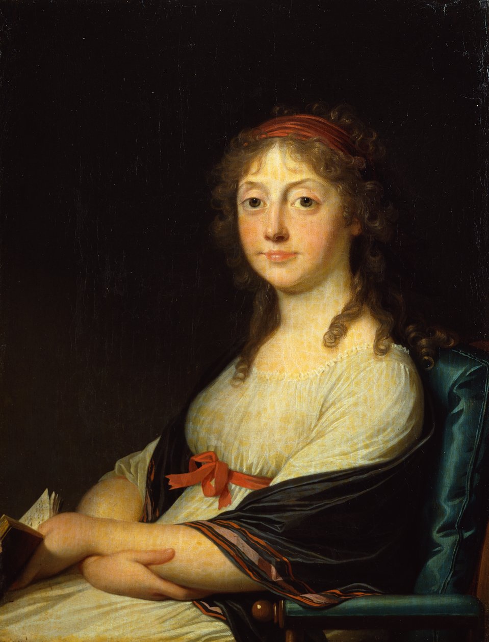 Portrett av en dame (olje på lerret) av Jens Juel