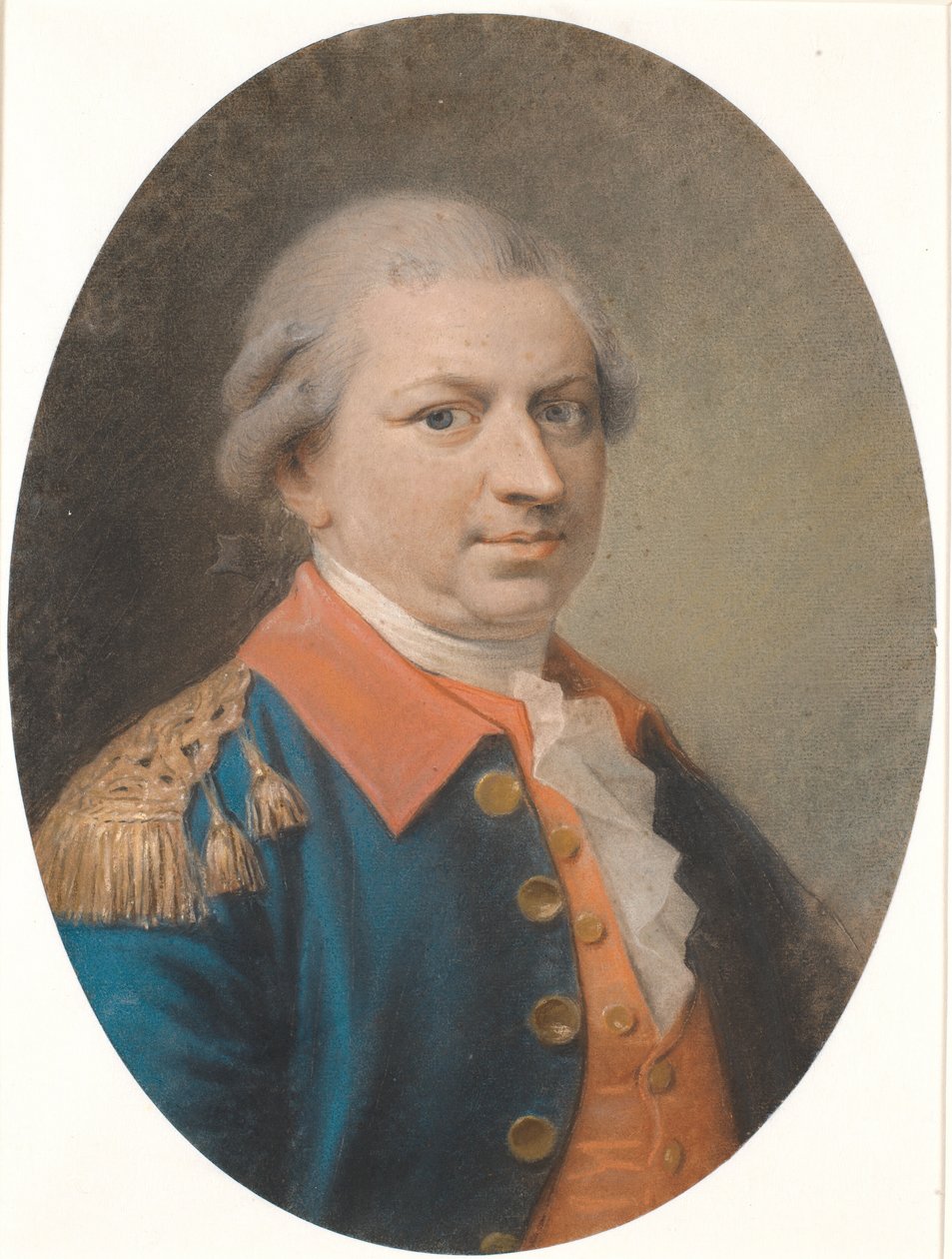 Portrett av fabrikkformann og kommandantkaptein Henrik Gerner. Oval, trekvart profil til høyre av Jens Juel