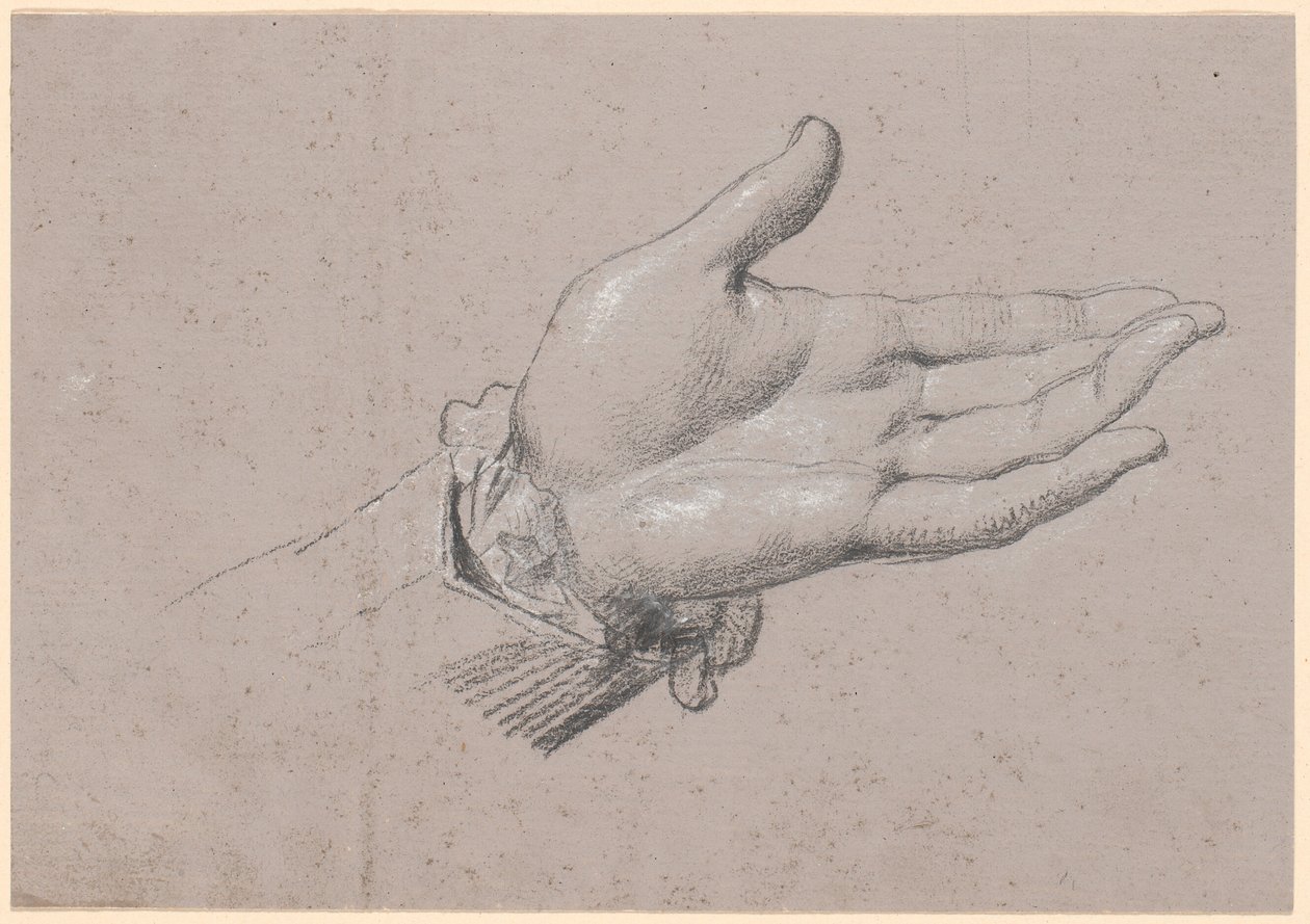 Studie av en venstre hånd, brukt i fullengdeportrettet av Frederik den Sjette som kronprins fra 1786 på Amalienborg av Jens Juel