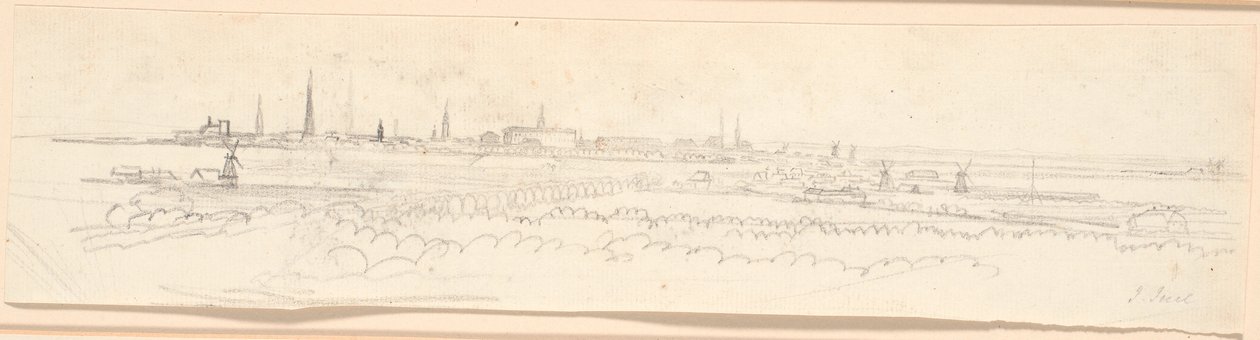 Utsikten over København sett fra Frederiksberg-bakken. Bakgrunnsstudie for et portrett av Frederik den Sjette som kronprins av Jens Juel