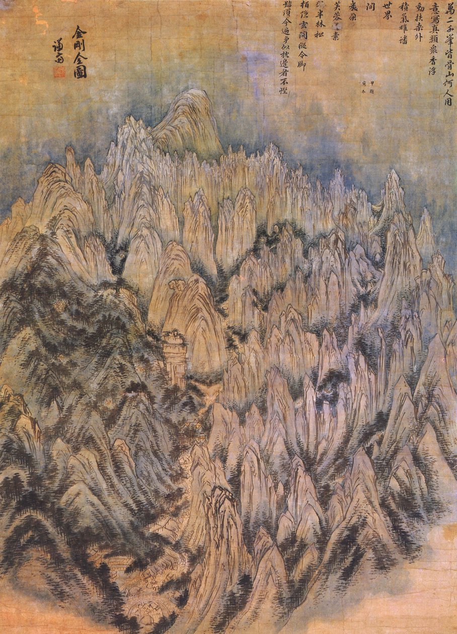 Generelt syn på Mount Geumgang av Jeong Seon