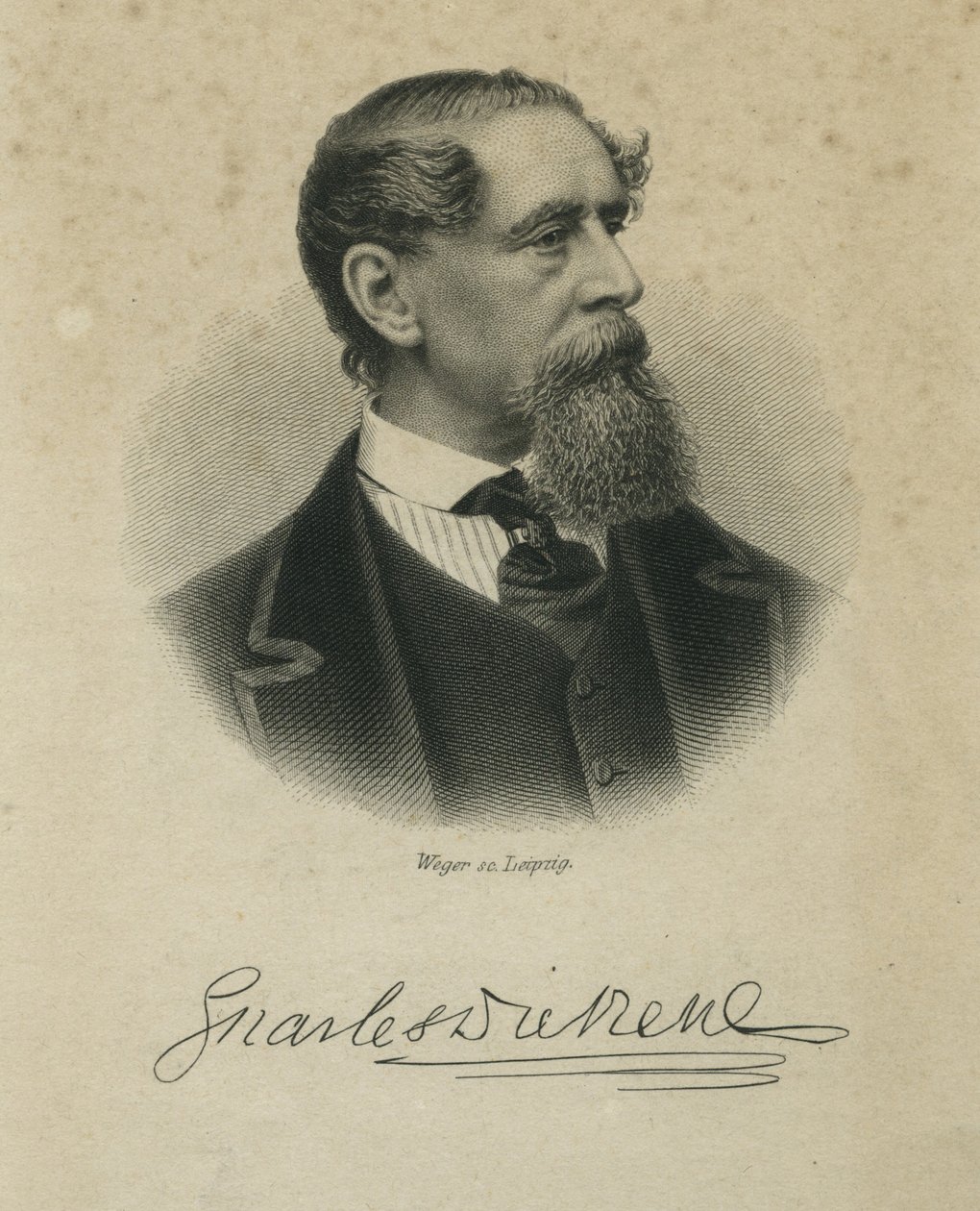 Charles Dickens, gravert av Weger, ca. 1874 av Jeremiah Gurney