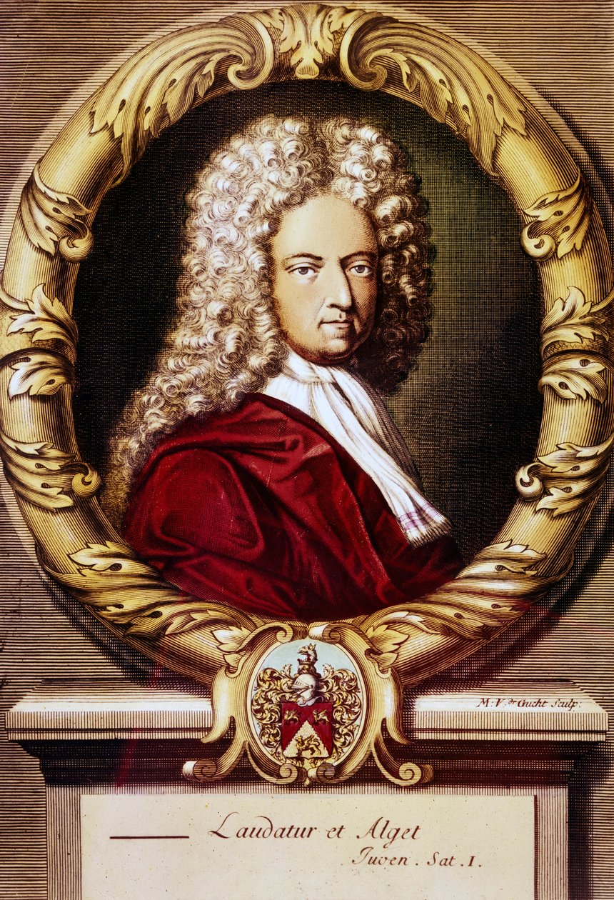 Portrett av Daniel Defoe (farge litho) av Jeremiah (after) Taverner