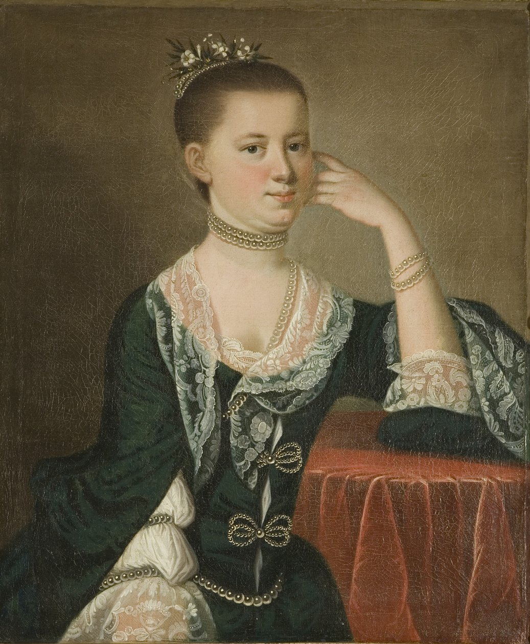 Portrett av fru Elias Vander Horst, ca. 1763 (olje på lerret) av Jeremiah Theus