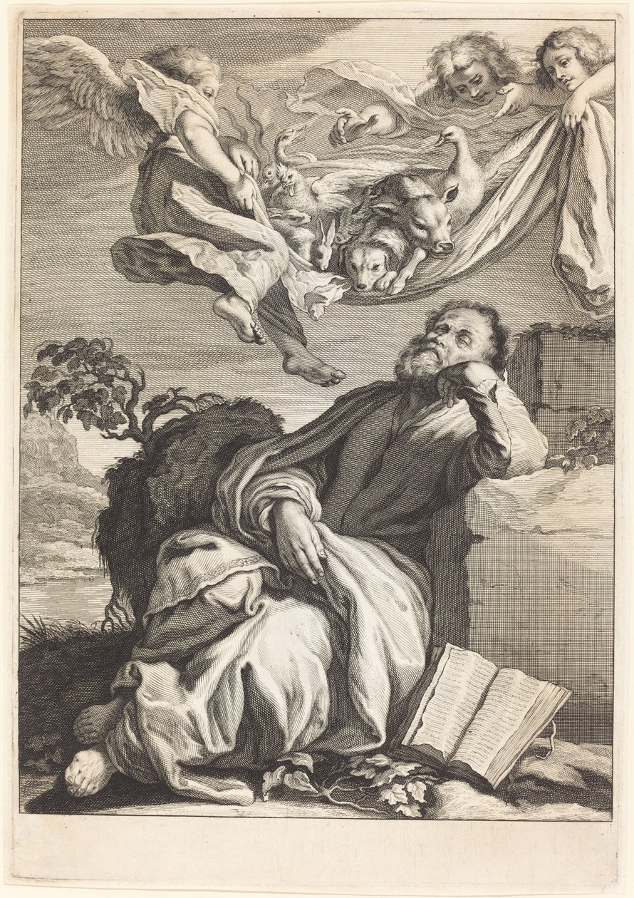 Drømmen om St. Peter av Jeremias Falck after Johann Liss