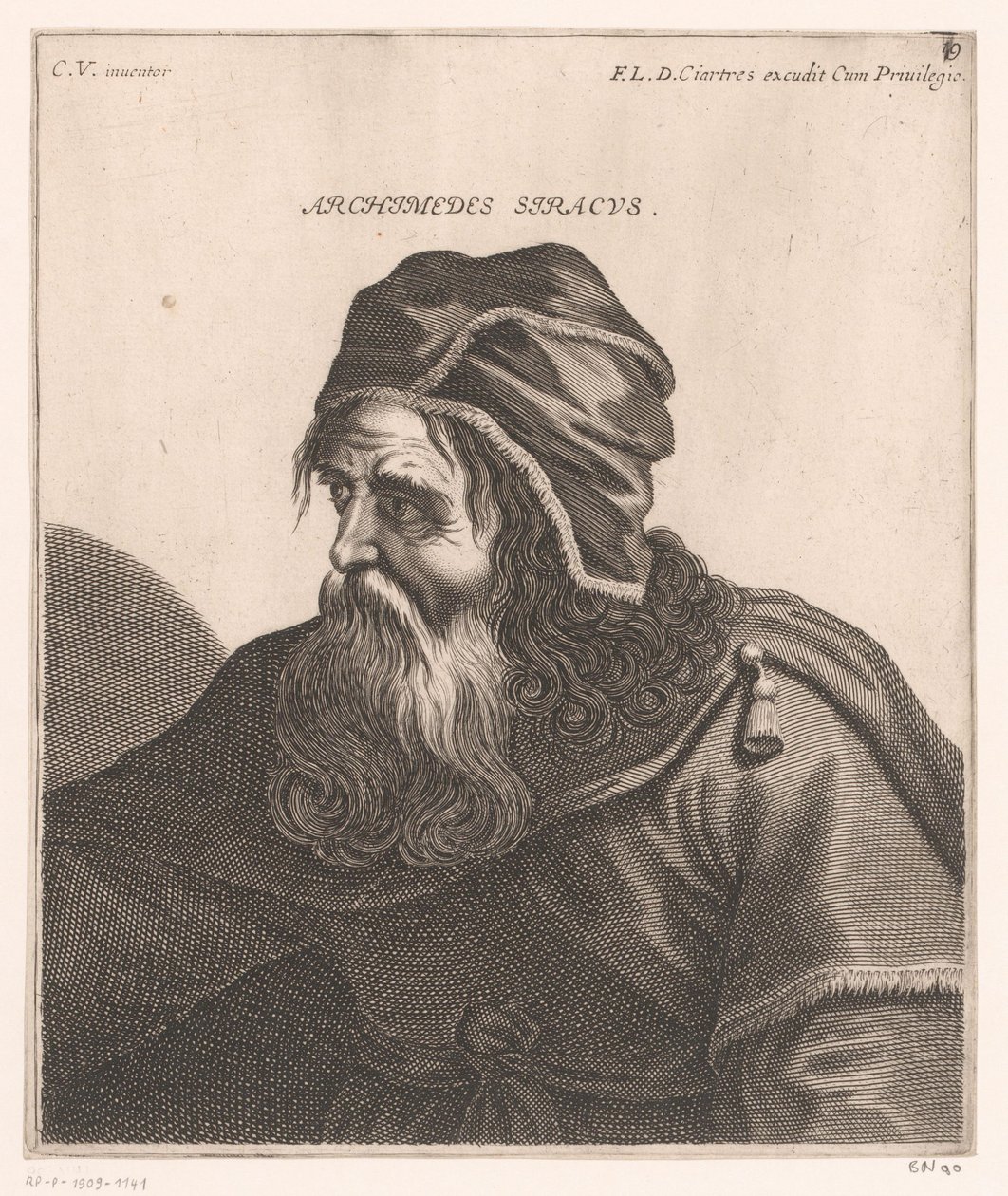 Portrett av Archimedes Archimedes Syracuse. (tittel på objekt) Byster av filosofer og konger (serietittel) av Jerôme David (attributed to)