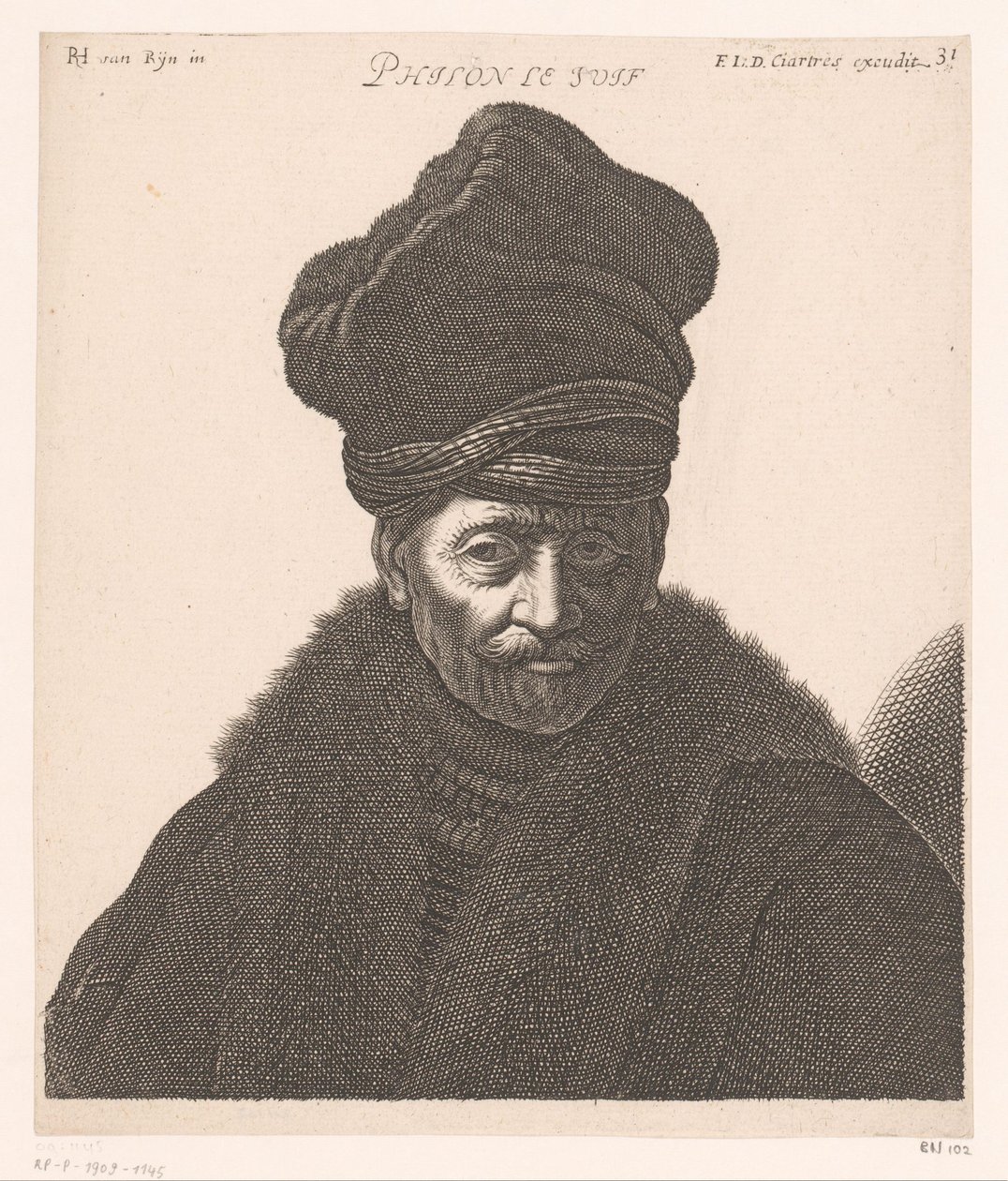 Portrett av Philo av Alexandria Philon le Juif (tittel på objekt) Byster av filosofer og konger (serietittel) av Jerôme David (attributed to)