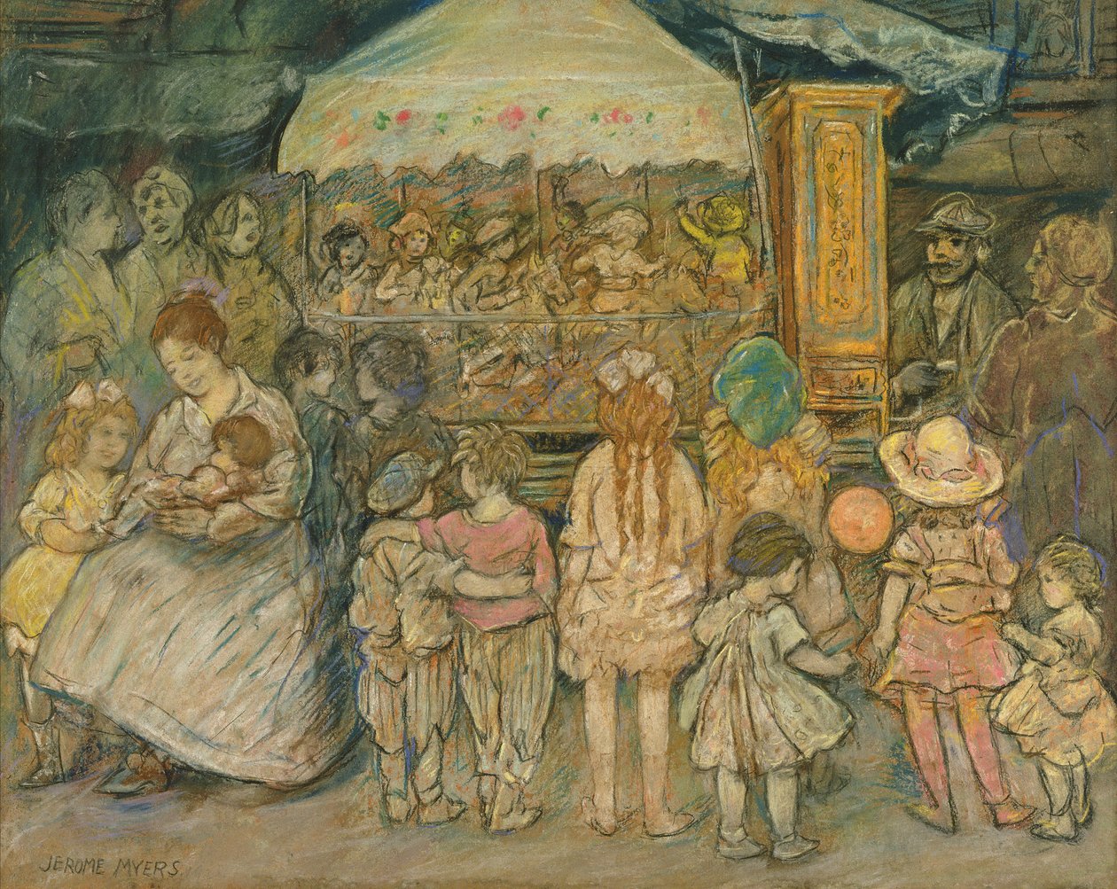 Karusell, ca. 1924 (pastell på papir) av Jerome Myers
