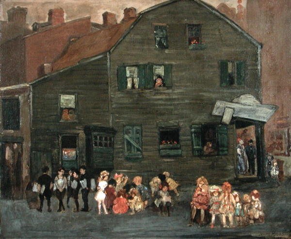Det gamle huset, ca. 1910 (olje på lerret) av Jerome Myers