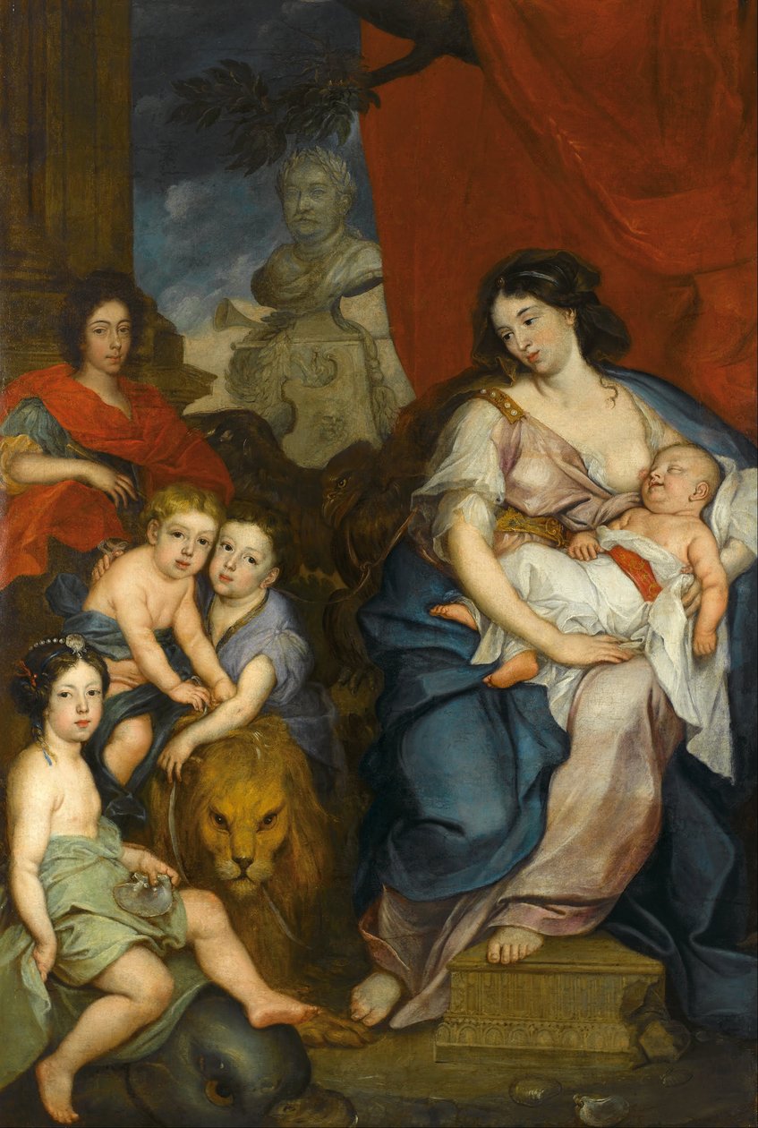 Portrett av dronning Marie Casimire med barn av Jerzy Siemiginowski Eleuter