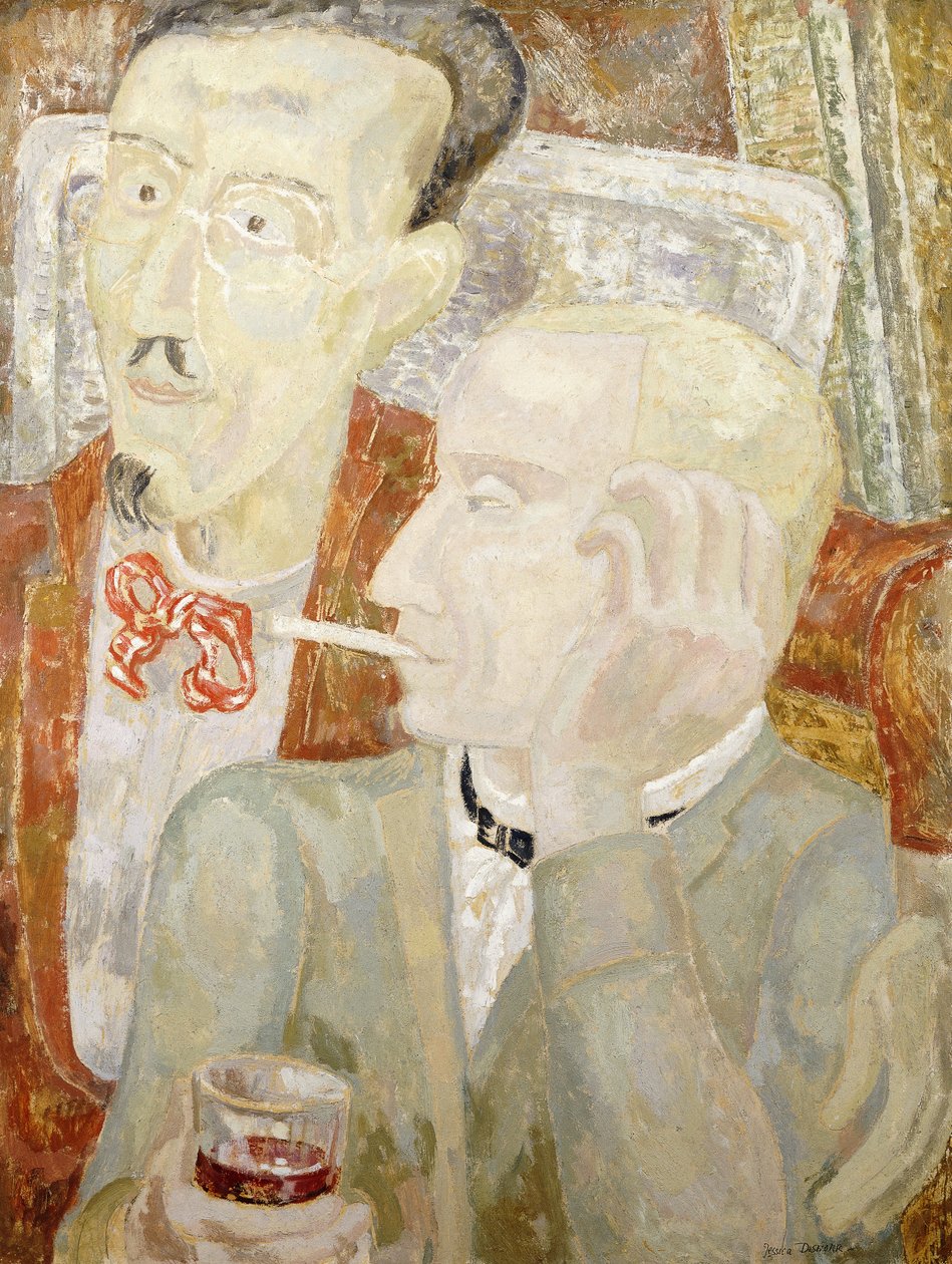 Samtale i Cagnes, ca. 1931 (olje på gessoboard) av Jessica Stewart Dismorr