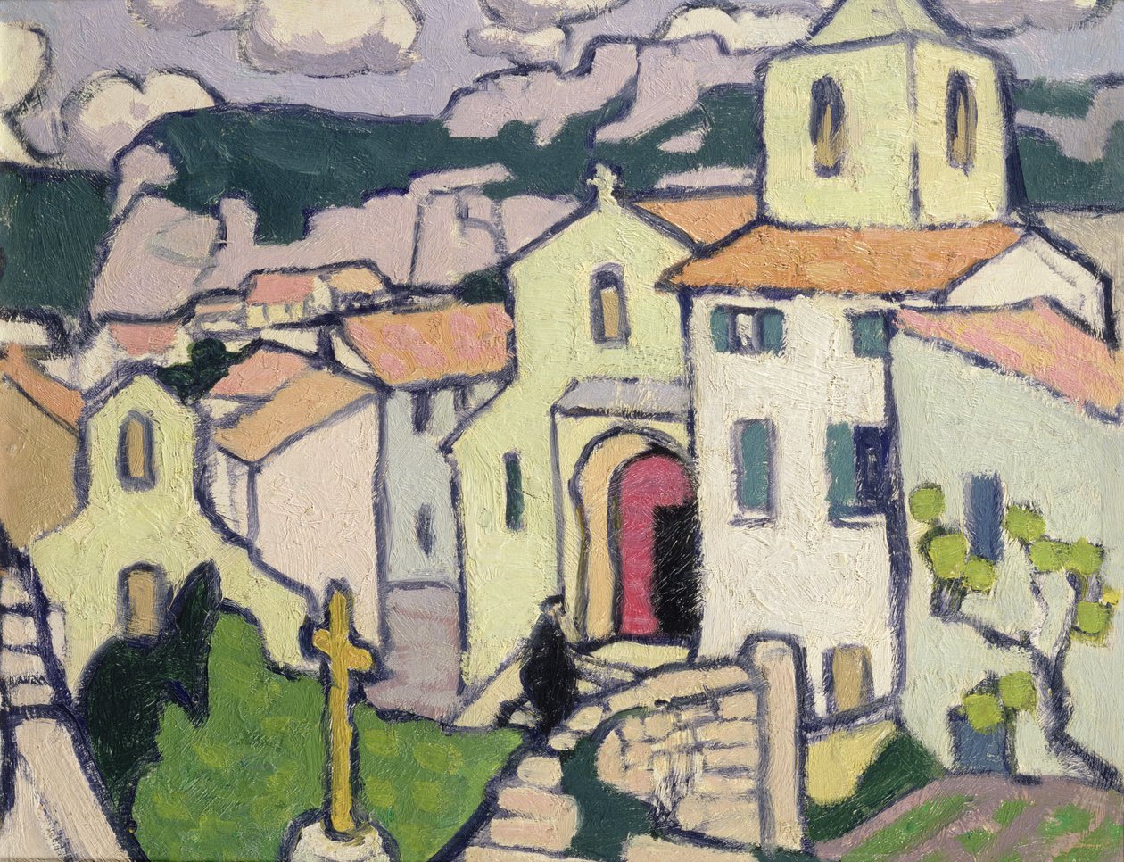 Les Baux, presten går inn i sin kirke, ca. 1911 av Jessica Stewart Dismorr
