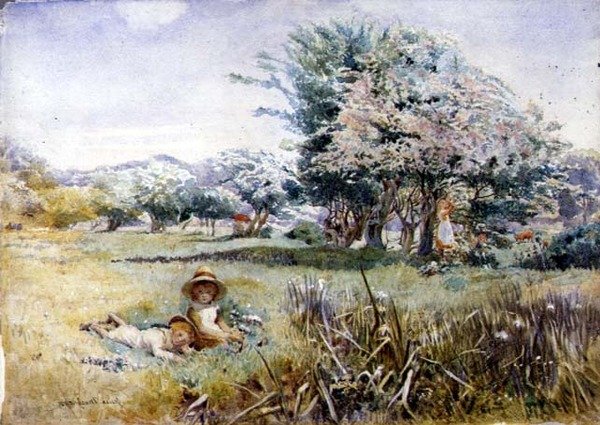 Barn i en frukthage av Jessie MacGregor
