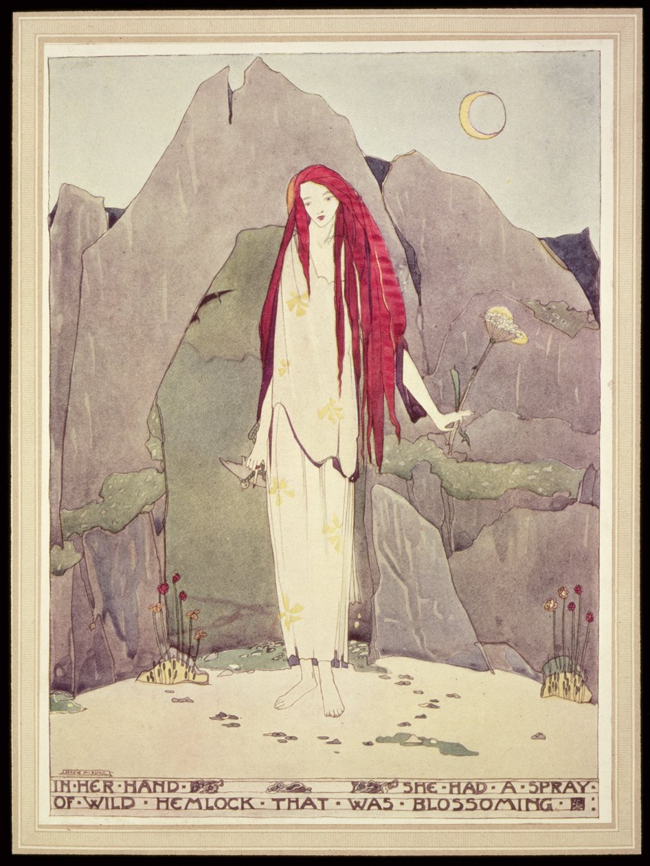 Illustrasjon fra 'A House of Pomegranates' av Oscar Wilde, utgitt 1891, denne kopien 1915 av Jessie Marion King