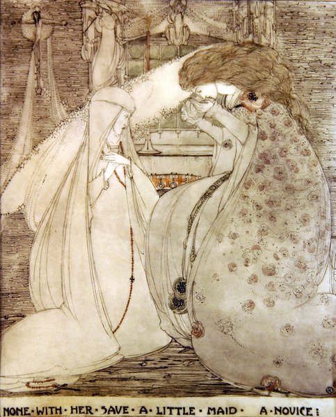 Ingen med henne Save a Little Maid (penn, blekk og vask på papir) av Jessie Marion King