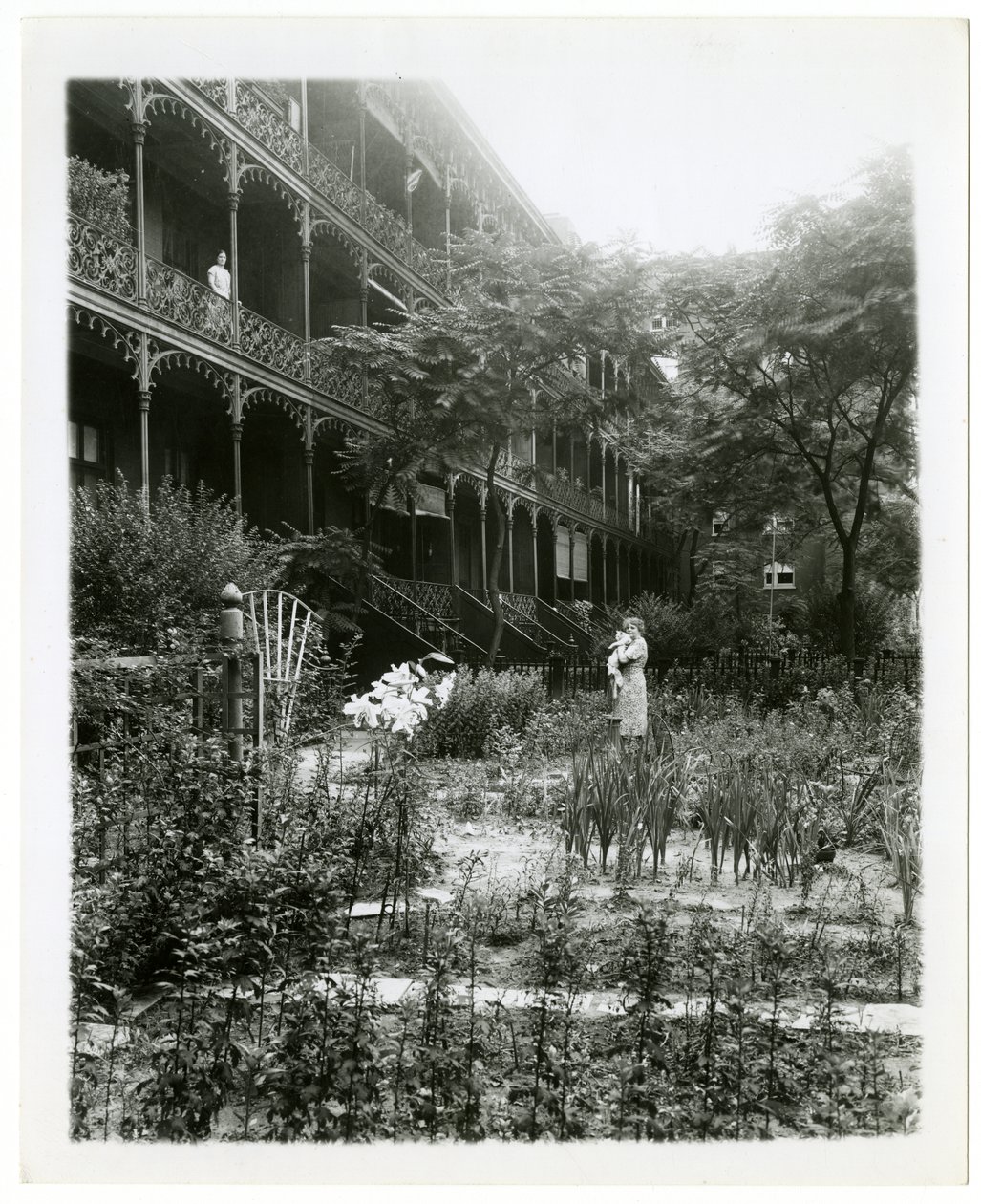 Rhinelander House gardens, W 11th St, Greenwich Village, New York, USA, ca. 1905-38 (foto av gelatinsølv) av Jessie Tarbox Beals