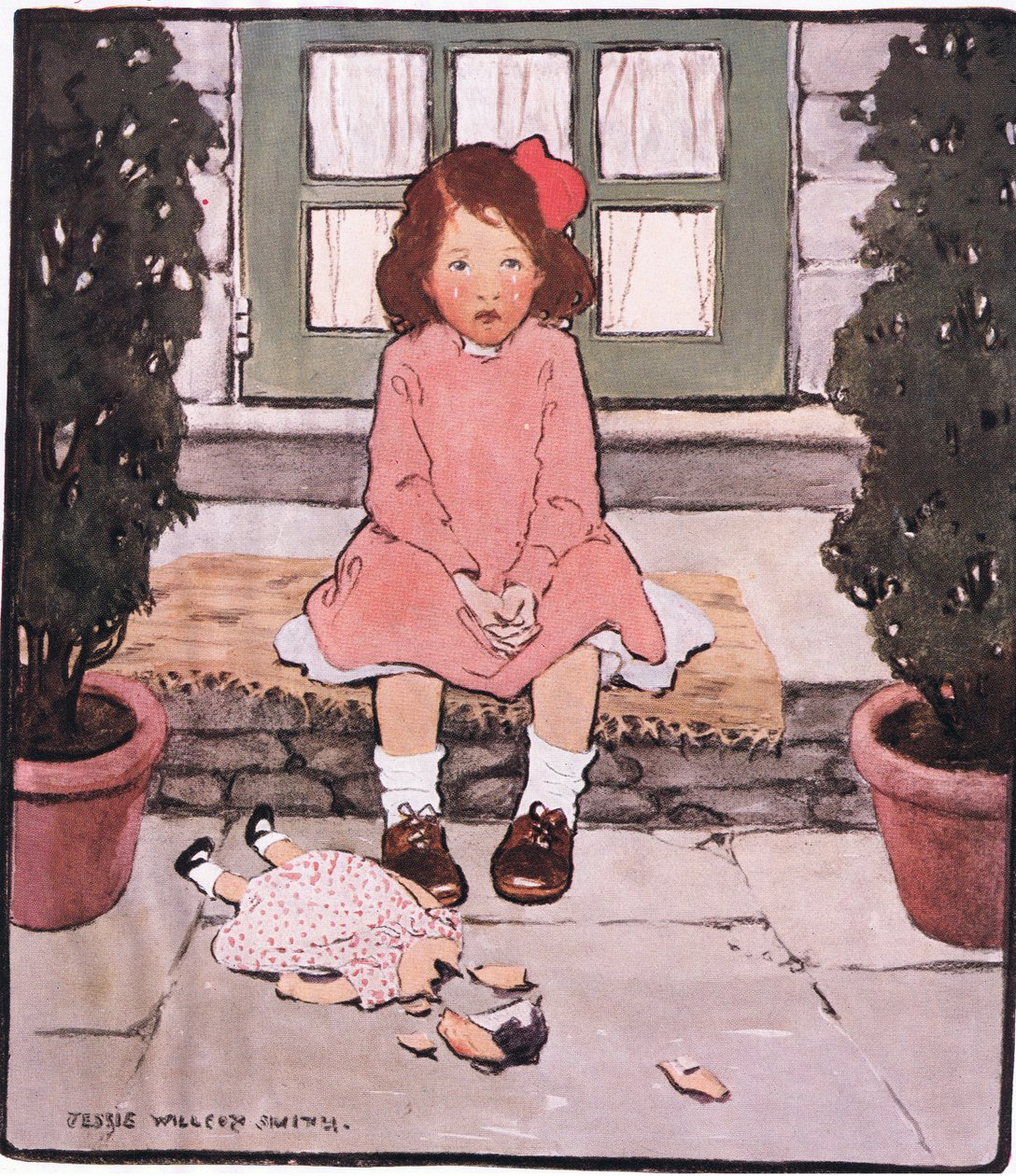 Et knust hode og hjerte (farge litho) av Jessie Willcox Smith