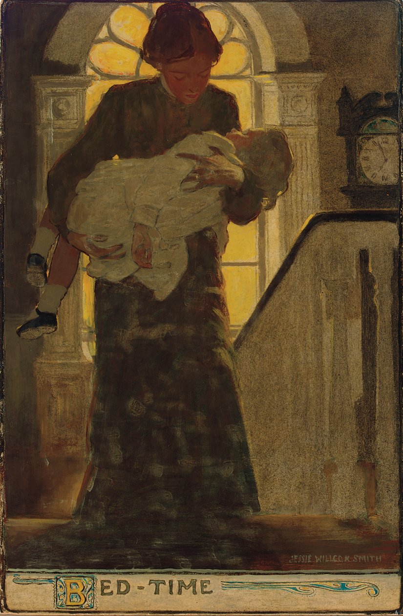 Sengetid, ca. 1902 (kull, akvarell og olje om bord) av Jessie Willcox Smith