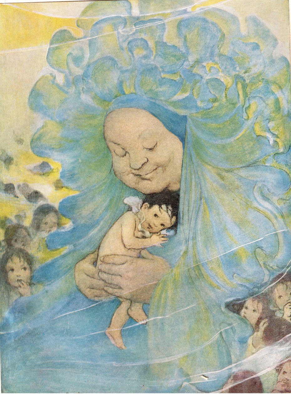 Mrs Doasyouwouldbedoneby, illustrasjon for 'The Water Babies' av pastor Charles Kingsley (farge litho) av Jessie Willcox Smith
