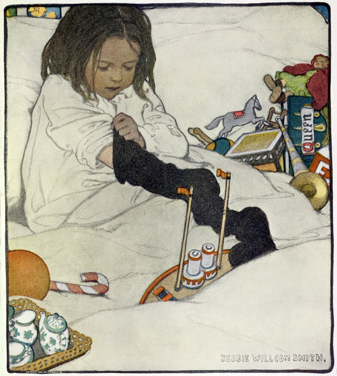 Åpner julestrømpen av Jessie Willcox Smith
