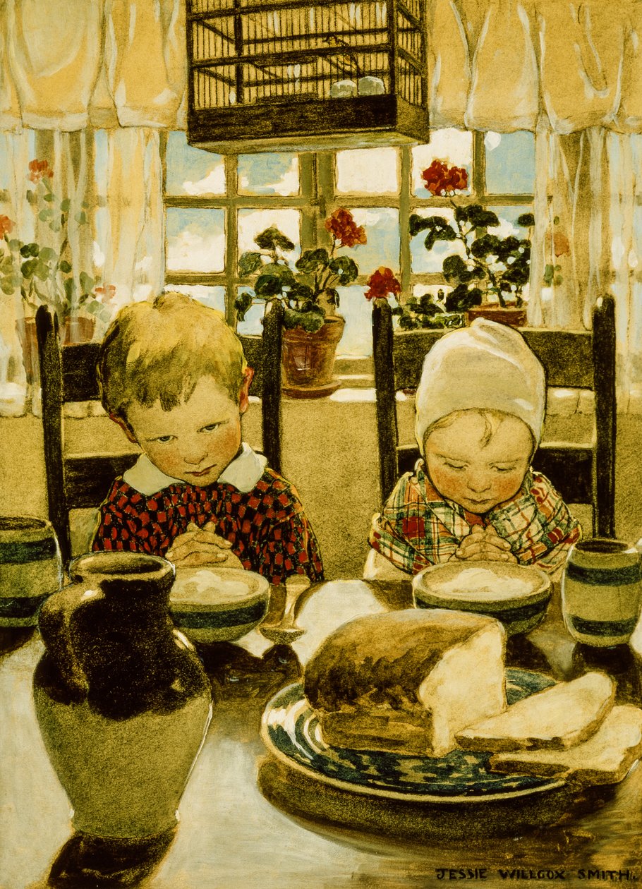 Bønner ved frokost (akvarell) av Jessie Willcox Smith