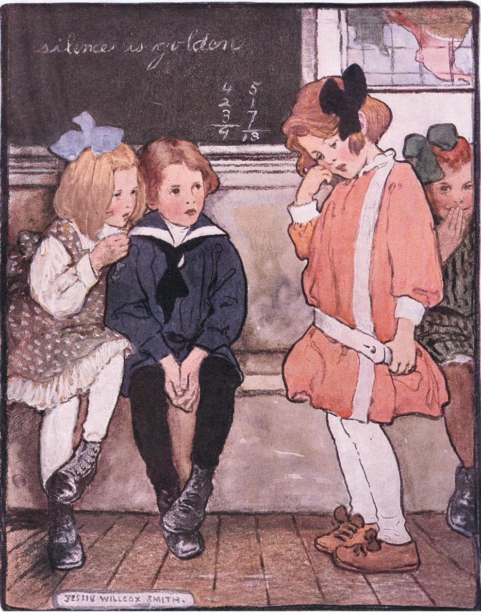 Hun kom ned fra plattformen, fortsatt tappert kvalt tårene tilbake (farge litho) av Jessie Willcox Smith