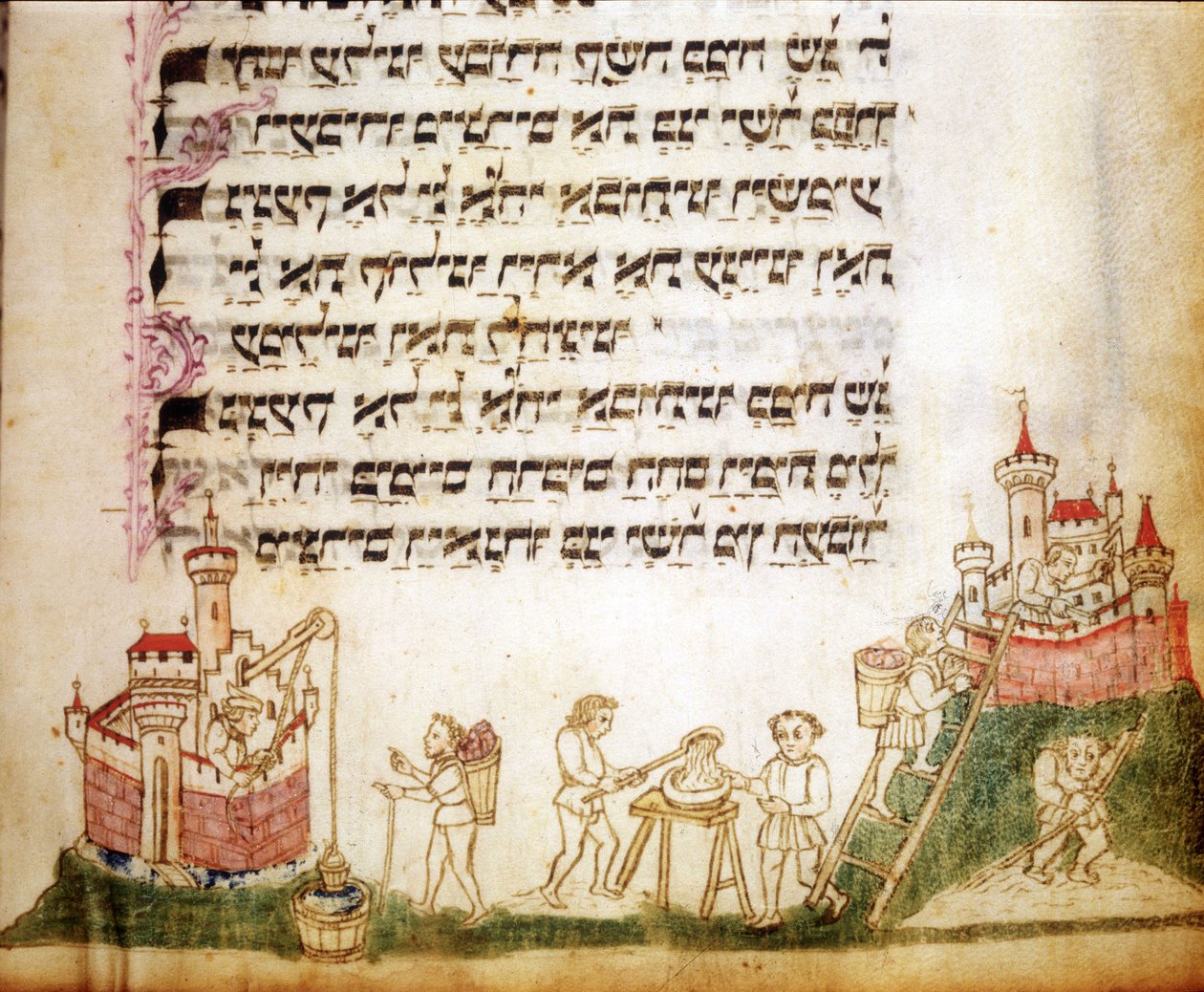 Fragment av en side av Machazor: bønnebok på hebraisk av Jewish School