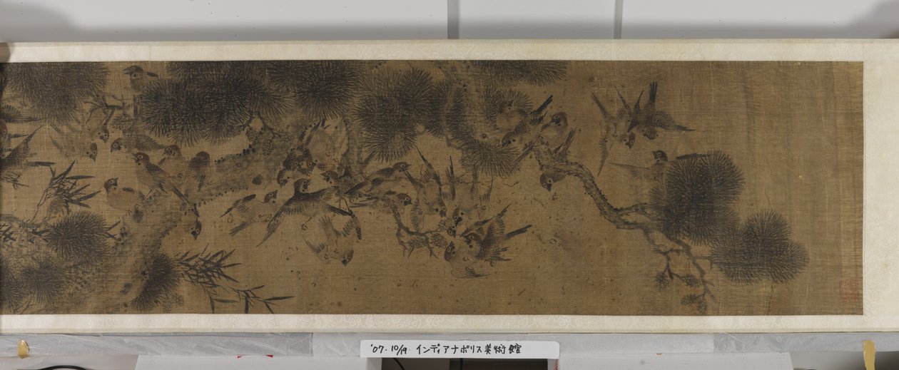 Hundre fugler (blekk og farger på silke) av Jiang (after) Tingxi