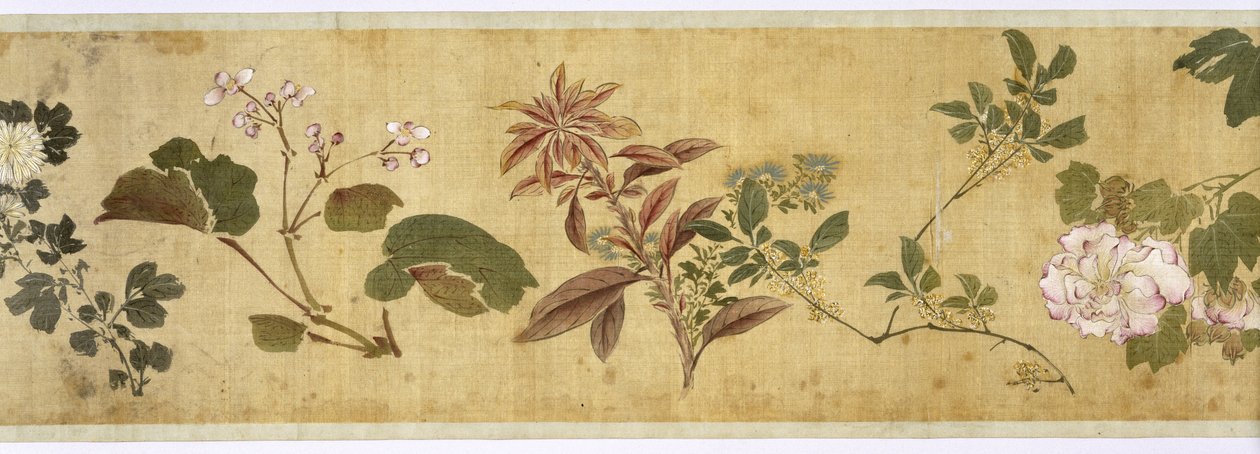 One Hundred Flowers, tidlig på 1600-tallet (malt silke) (detalj: se også 207347-58) av Jiayan Chen