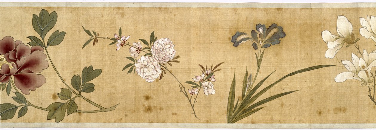 One Hundred Flowers, tidlig på 1600-tallet (malt silke) (detalj: se også 207347-58) av Jiayan Chen