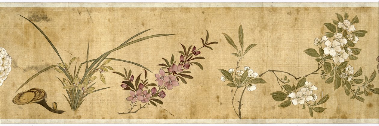 One Hundred Flowers, tidlig på 1600-tallet (malt silke) (detalj: se også 207347-58) av Jiayan Chen