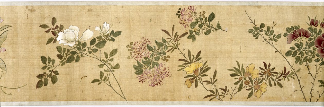 One Hundred Flowers, tidlig på 1600-tallet (malt silke) (detalj: se også 207347-58) av Jiayan Chen