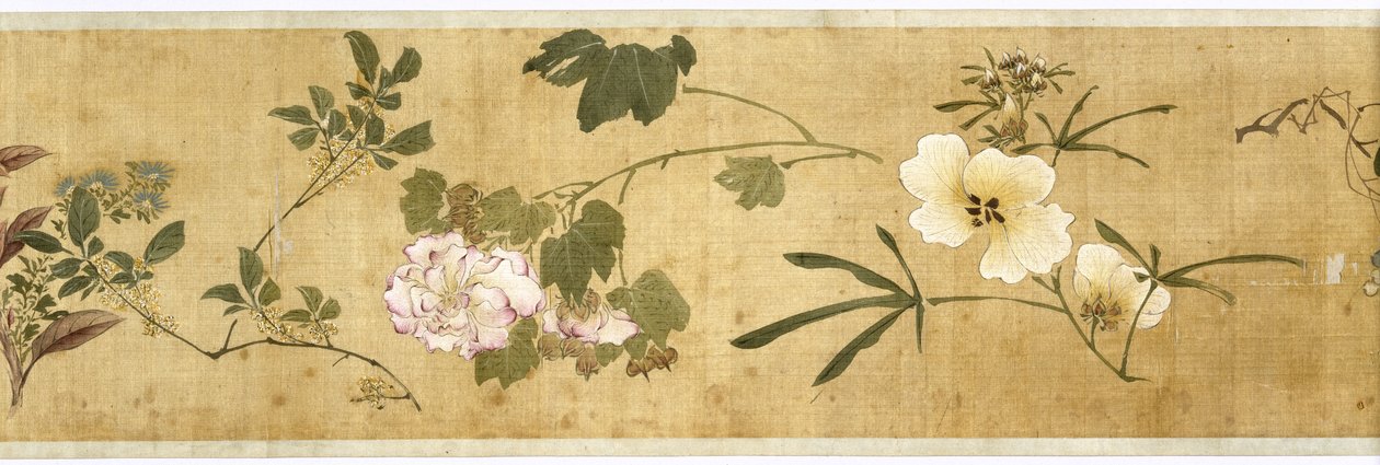 One Hundred Flowers, tidlig på 1600-tallet (malt silke) (detalj: se også 207347-58) av Jiayan Chen