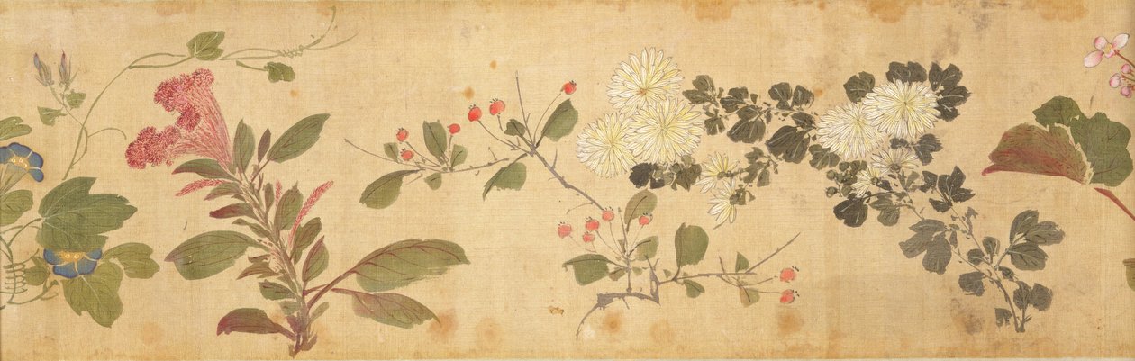 One Hundred Flowers, tidlig på 1600-tallet (malt silke) (detalj: se også 207347-58) av Jiayan Chen
