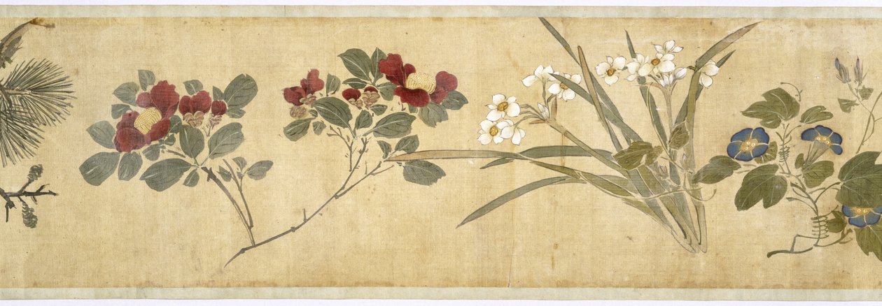 One Hundred Flowers, tidlig på 1600-tallet (malt silke) (detalj: se også 207347-58) av Jiayan Chen