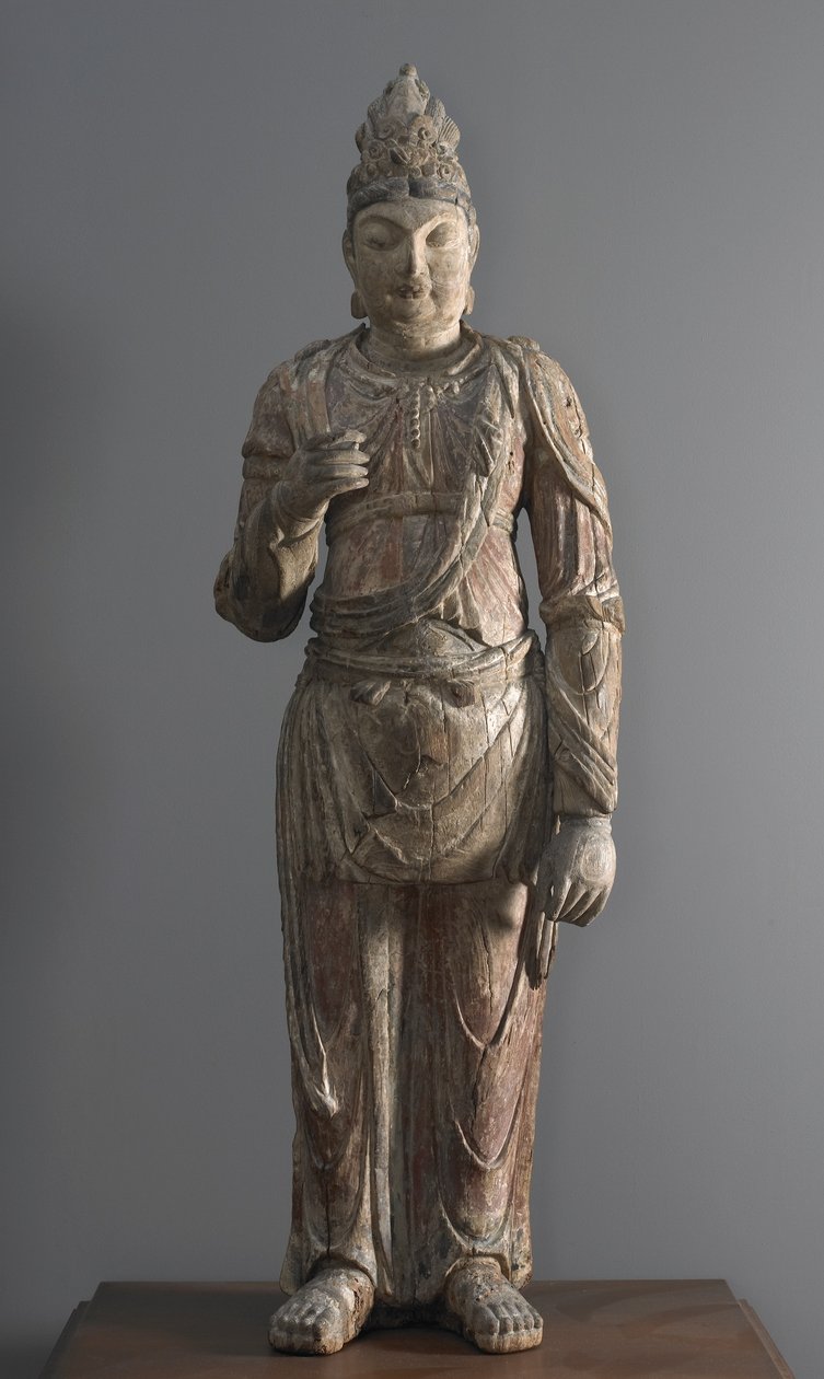 Stående bodhisattva, 12.-13. dynasti (paulownia-tre med gesso og polykrom) av Jin Dynasty Chinese School