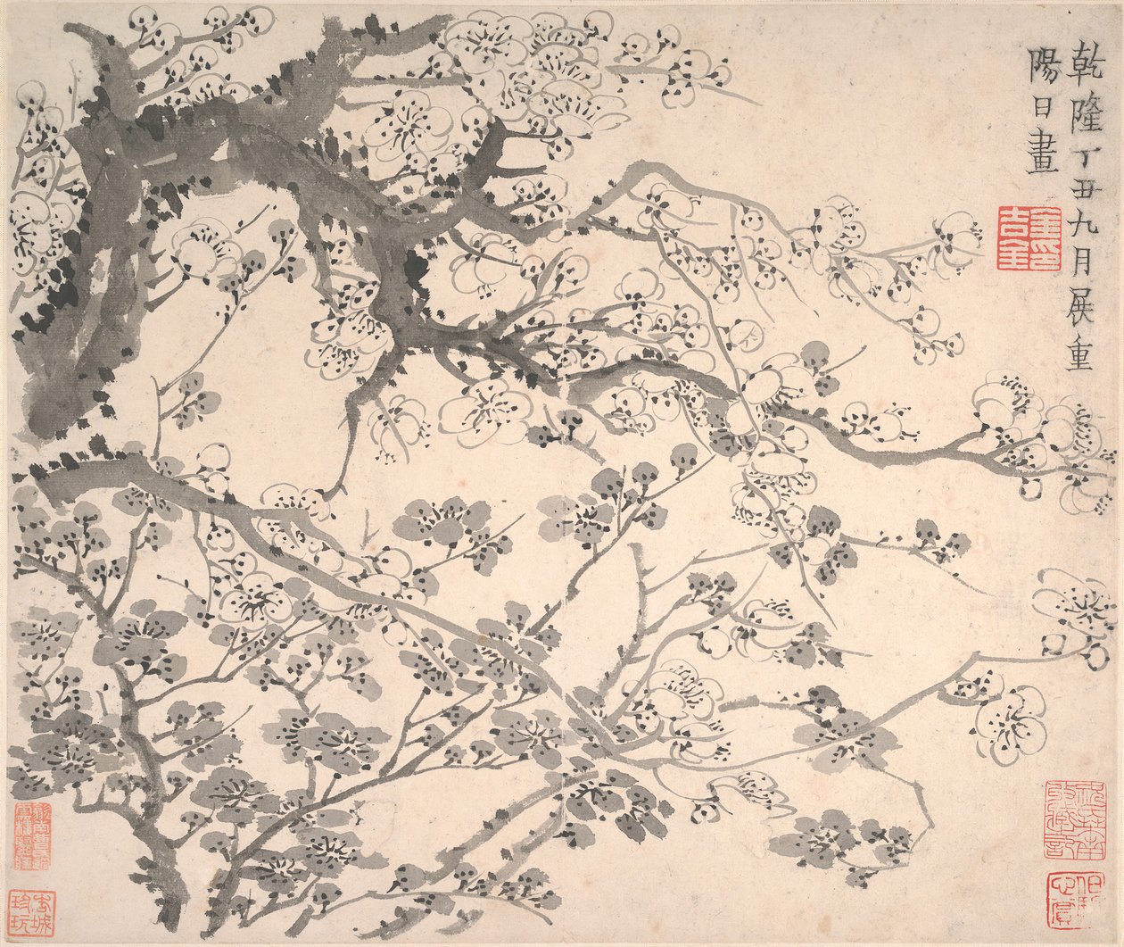 Plommeblomster, datert 1757. av Jin Nong