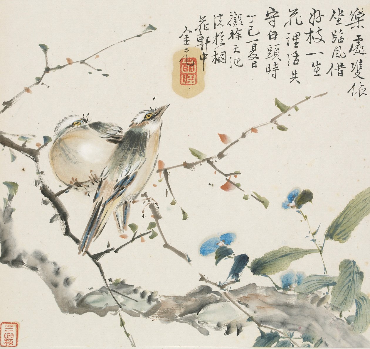 Et par kinesiske Bulbul-fugler, 1857 av Jin Yuan