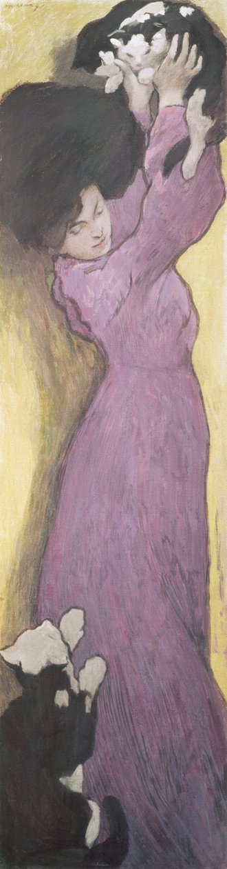 Kvinne med katter (pastell) av János Vaszary